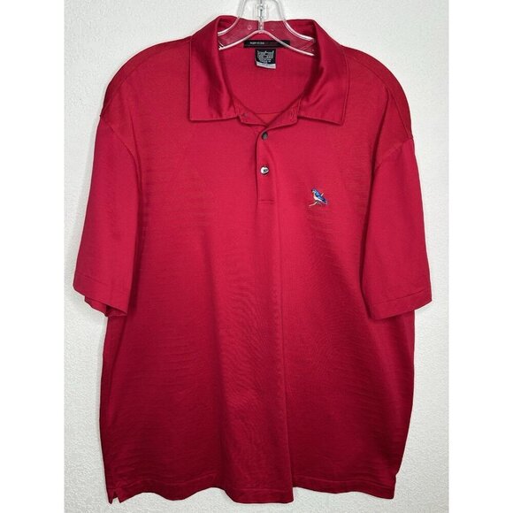 Nike Tiger Woods Polo Shirt Mens Large Red Dri Fit Embroidered Bird Golf Stretch - Picture 2 of 14